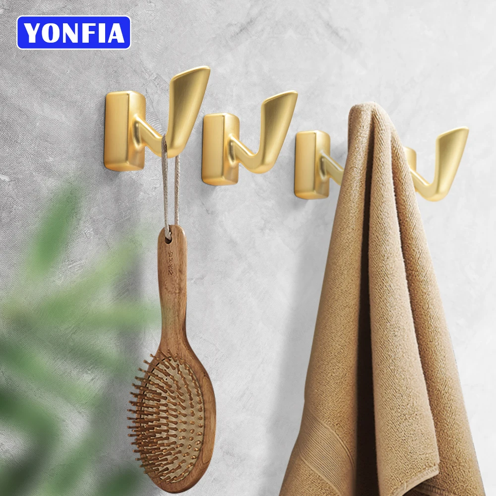

YONFIA 3914K Small Gold Bathroom Towel Keychain Cap Wall Mounted Hook Black Bedroom Coat Robe Clothes Hook Wall Mounted Hanger