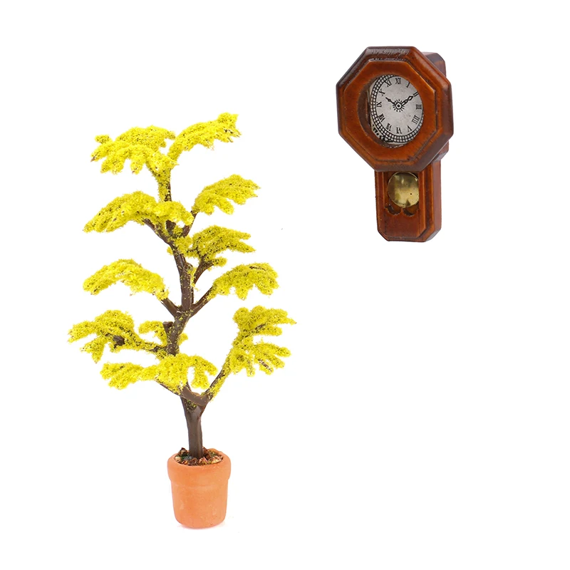 

1:12 миниатюрная имитация кукольного домика, декоративные винтажные часы с маленьким деревом, модель, украшение для дома, аксессуары «сделай сам»