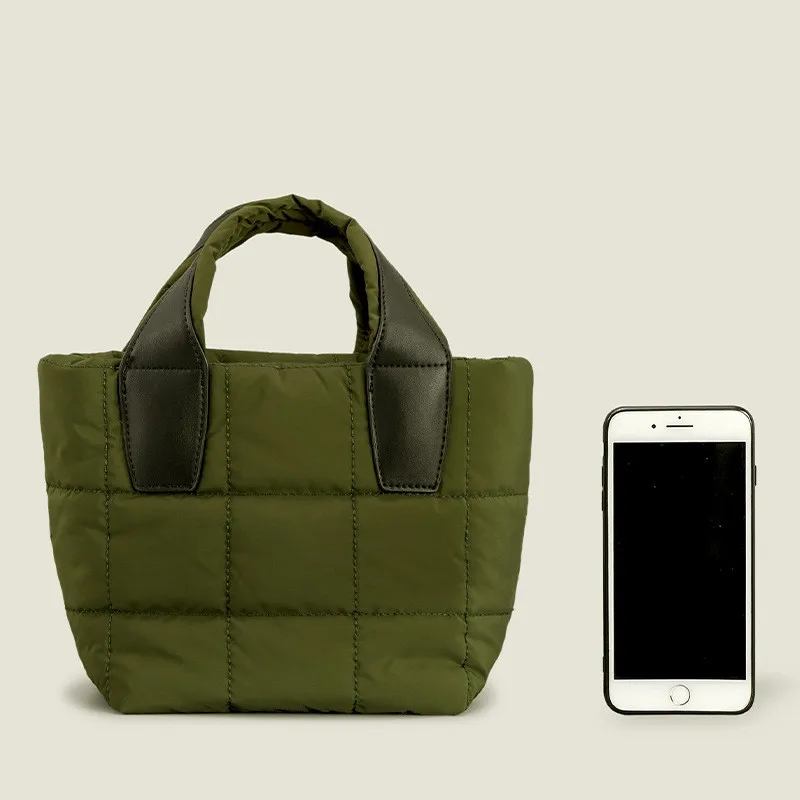 Fashion Down Cotton Shoulder Bag Women's Simple Nylon Soft Tote Bag Lingge One Shoulder Crossbody Bags Women Purse And Handbags