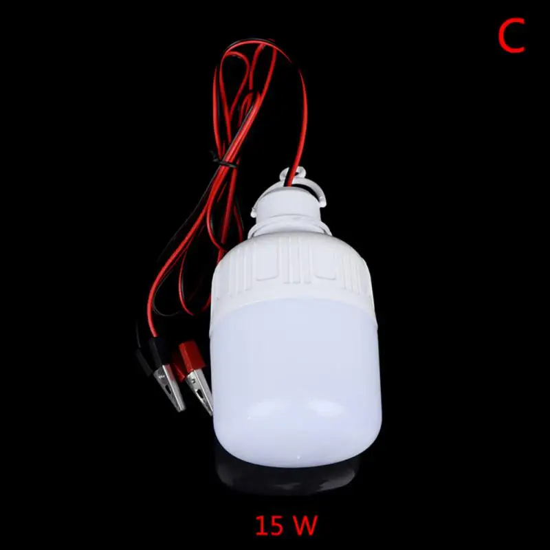 12V 9W LED Work Light With Battery Clips & Switch – Portable Bulb For Emergency Repair, Camping, Hunting