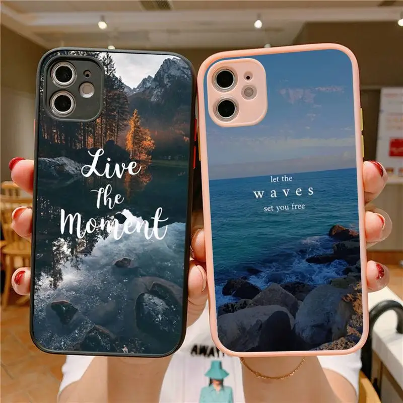

Travel Mountain Forest Sea Beach Phone Case for iPhone 14 11 12 13 Mini Pro Max 8 7 Plus X XR XS MAX Translucent Matte Cover