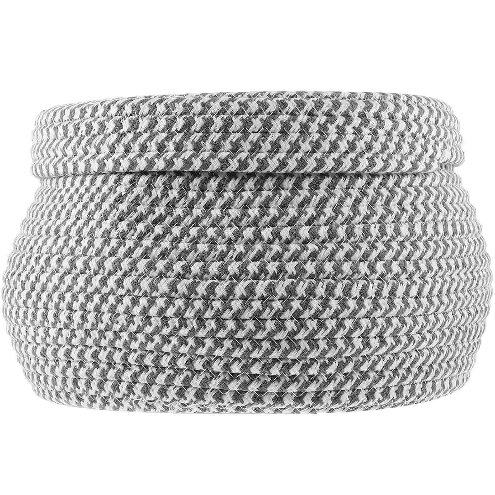 

Cotton Rope Woven Storage Basket Egg Basket with Lid Small Fruit Sundries Organizer