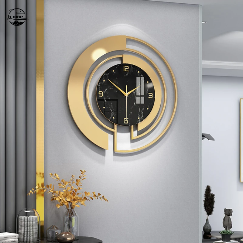 

Round Wall Clock 45cm Glass Mirror Luxury Wall Clock Modern Design Metal Art Silent Clocks Hanging Watch Living Room Home Decor