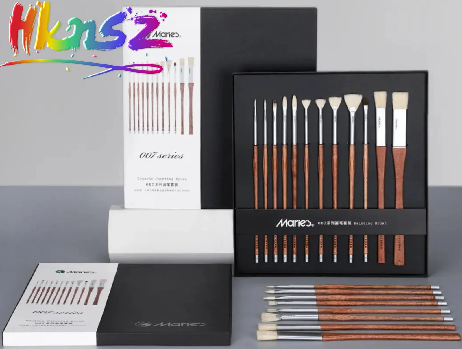 

1pcs Maries 007 series gouache brush set acrylic oil painting gouache brush fan pen line drawing brush painting tool