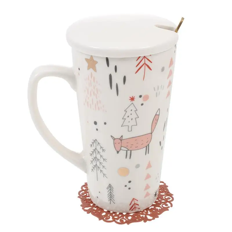 

Керамическая кружка, красивая зеркальная кофейная кружка, кружка для молока с крышкой для дома и офиса