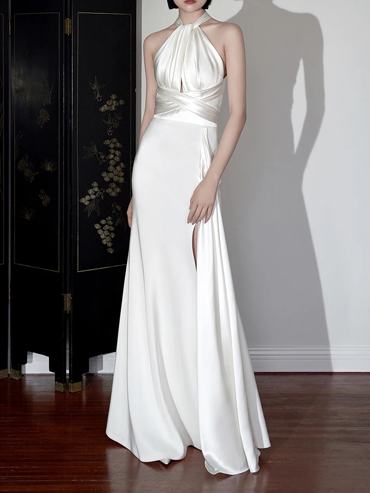 

Элегантное Атласное Свадебное Платье, простое свадебное платье-футляр, женское свадебное платье