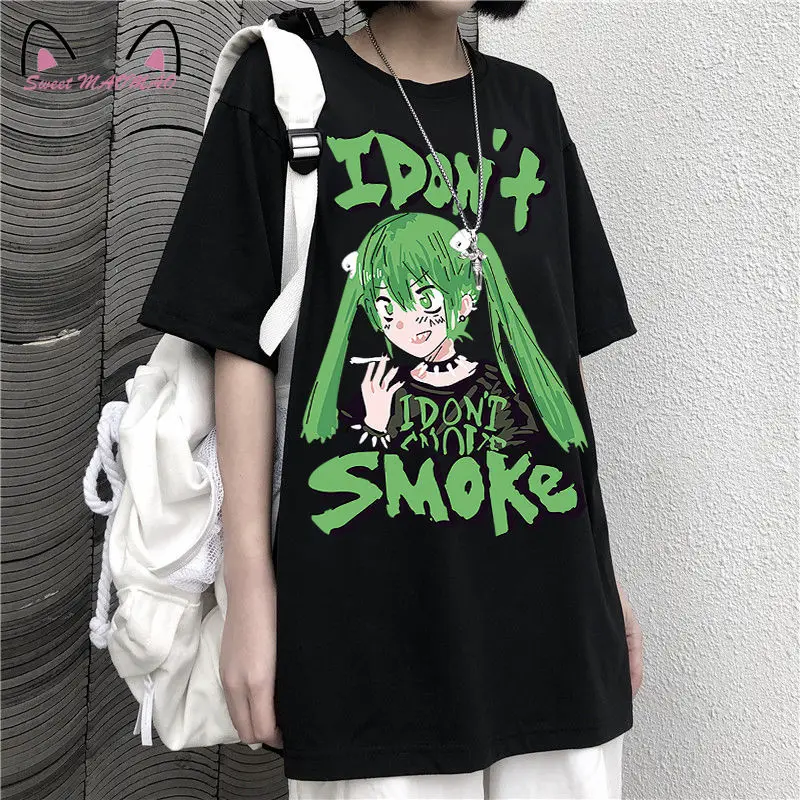 

Women's T Shirt Harajuku Are Smke of The Dark Japanese Anime Print T-shirt Summer Short Sleeve Women T-Shirt Street Clothes