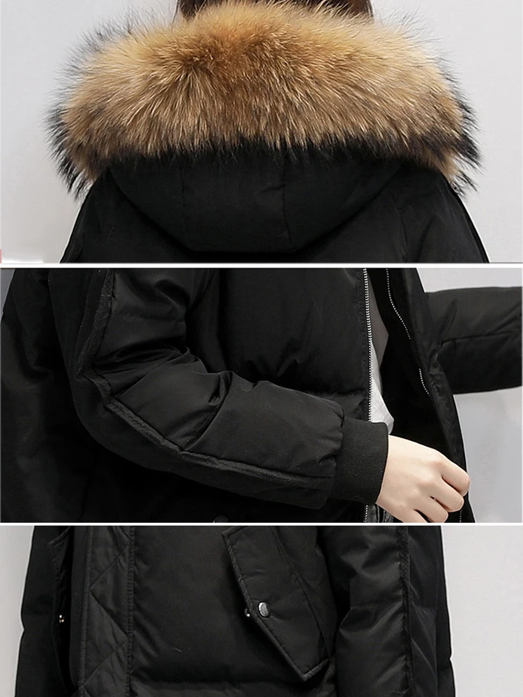 Зимняя пуховая куртка женские парки большого размера с капюшоном однотонные