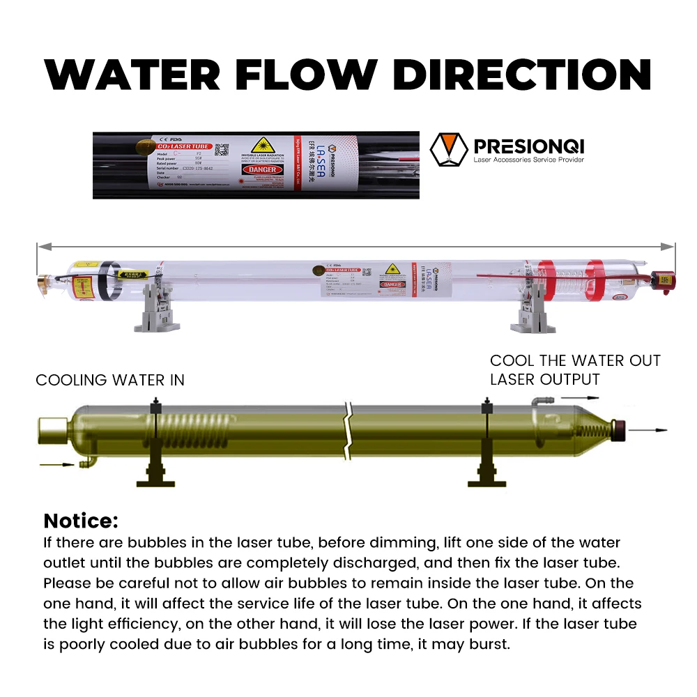 Everl CL Высококачественная стеклянная CO2 лазерная трубка 35 Вт/40 Вт для фотографий