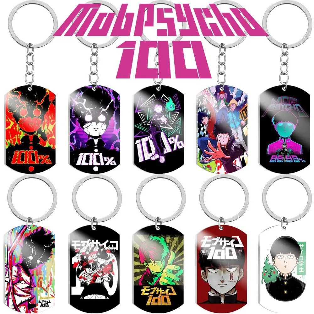 

Anime Mob Psycho 100 Keychains Mobu Saiko Hyaku Kageyama Shigeo Reigen Arataka Ekubo Metal Key Ring Kawaii Backpack Pendents