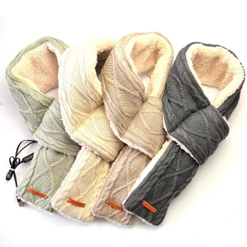 Winter Electric Heated Scarf 42~55℃ 3 gears Warmer Scarf USB Heating Knitted Scraf Collar Neck Warmer For Cycling Camping 1