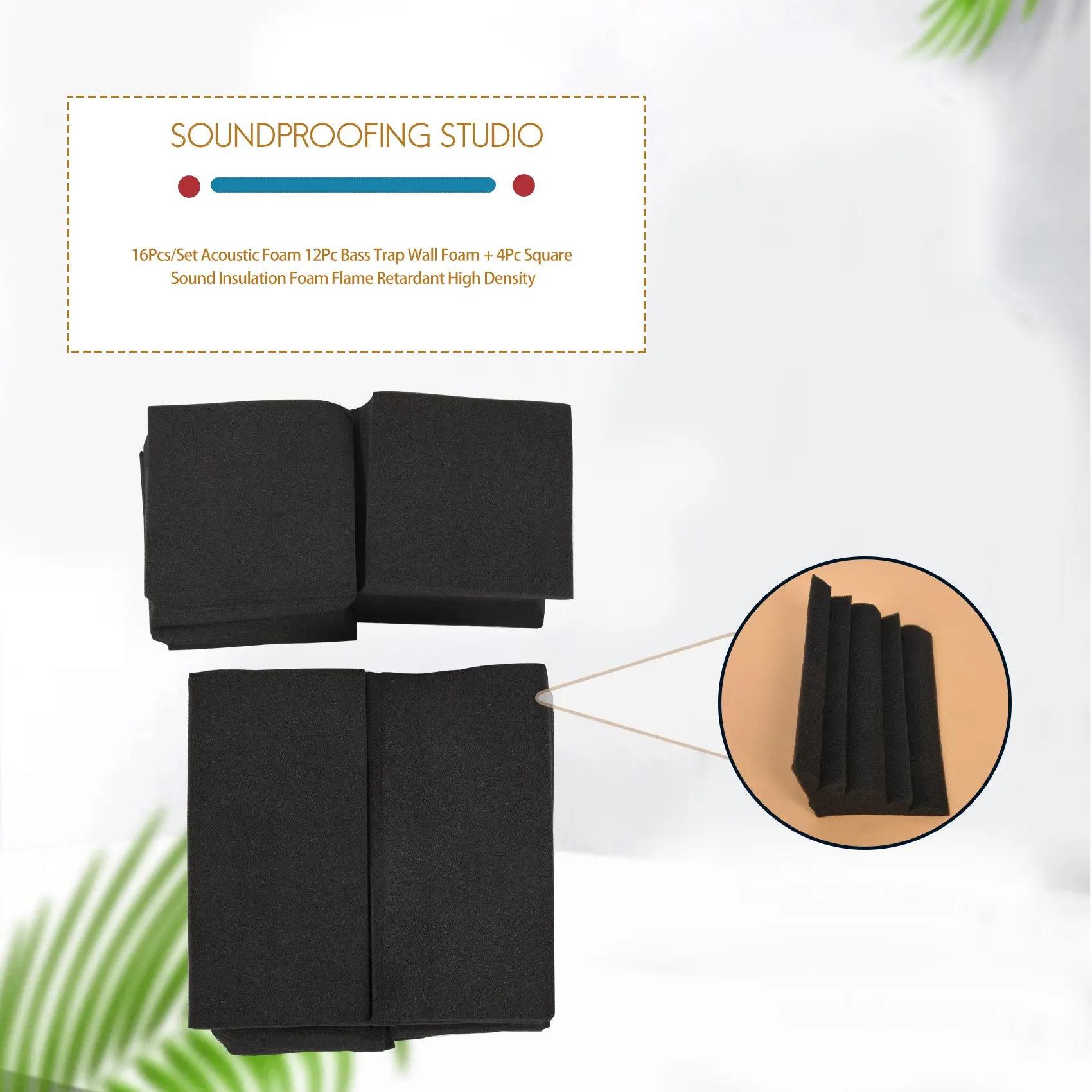 Акустическая пена 16 шт./комплект 12 шт. басовая ловушка настенная + 4 квадратная
