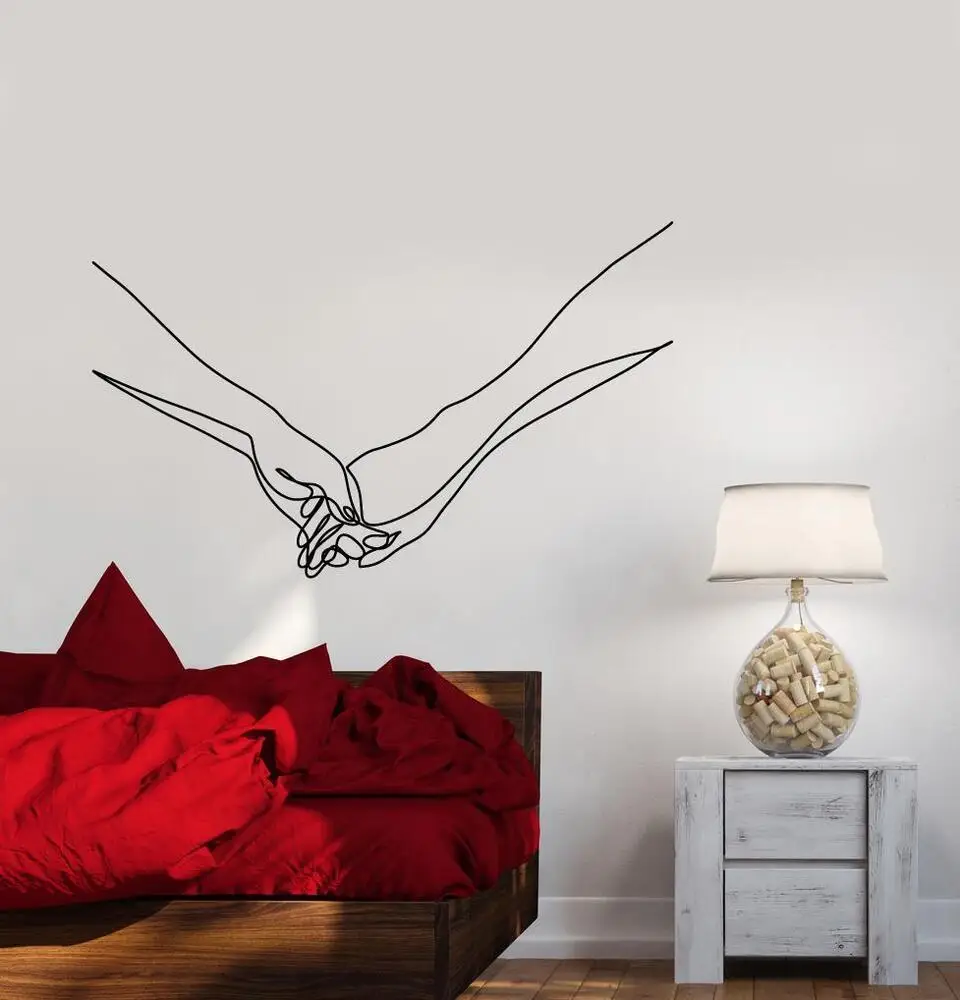 Любовь виниловые настенные наклейки с абстрактными линиями руки влюбленные Любовь Романтические наклейки для спальни парные спальни прикроватные украшения для стен Ws15 Любовь виниловые настенные наклейки с абстрактными линиями руки влюбленные Любовь Романтические наклейки для спальни парные спальни прикроватные украшения для стен Ws15