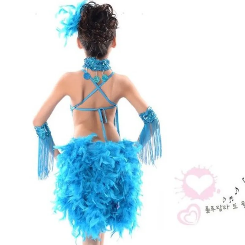 Сексуальная юбка для танцев костюмы с перьями длинные платья девочек детские