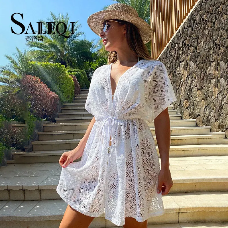 

summer beach skirt solid sexy lace water-soluble bikini blouse dress