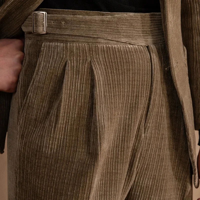 Вельветовые офисные Теплые повседневные брюки с высокой талией итальянские