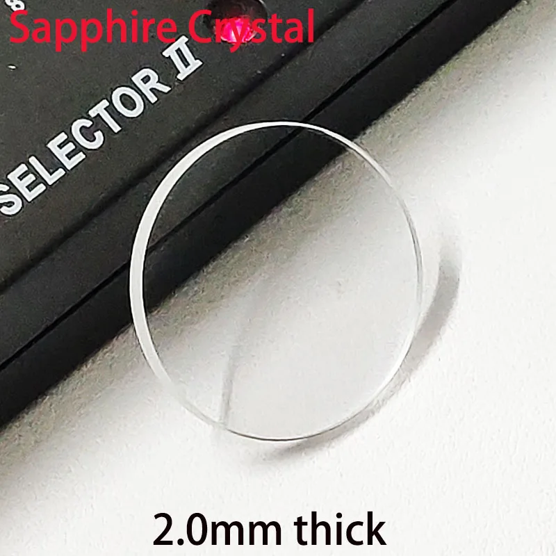 2.0mm Thick Sapphire Crystal Watch Glass Mirror Round Flat Transparent Glass 26mm to 40.5mm Diameter Watch Case Accessories enlarge