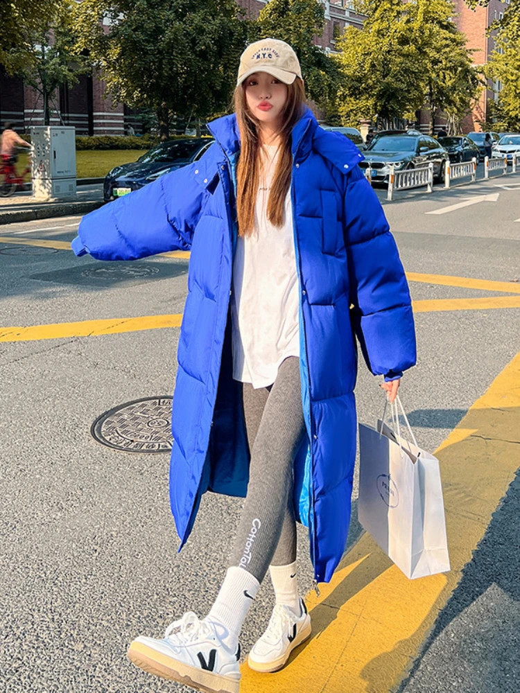 Ex-long Puffer Jacket Women Hooded Bubble Coat Solid Elegant Super Warm Cotton Padded Parka Windproof Outerwear -30centigrade