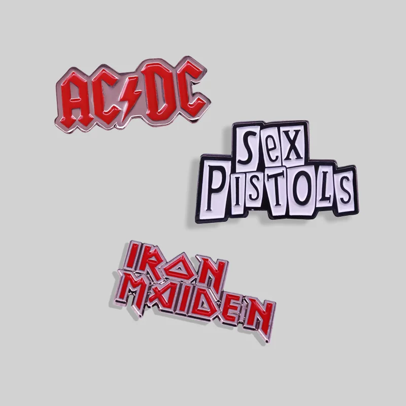 

High Quality Black Red Letter Rock Band Enamel Pin Music Brooch Fan Collection Badge Jewelry Gift for Friends