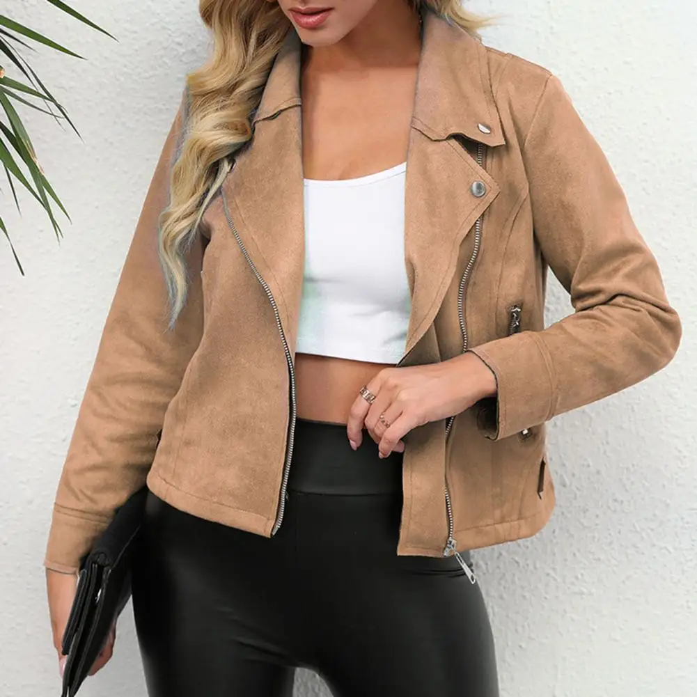 

Autumn Jacket Trendy Streetwear Easy to Match Winter Coat Zip Up Women Jacket