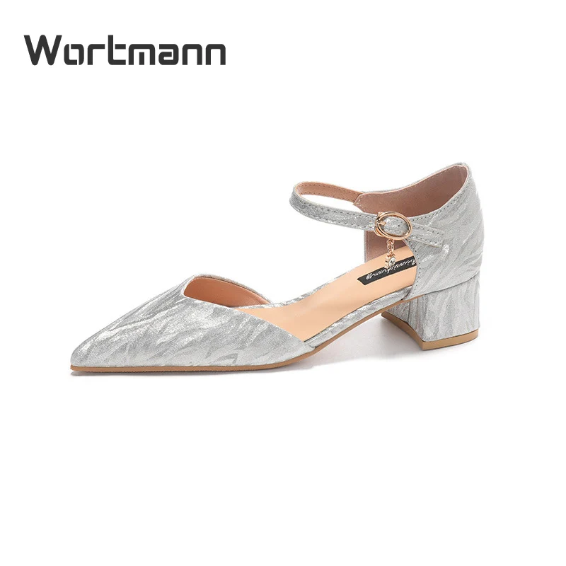 

Wortmann Women's Elegent Thick Heels Flash Tiger Leather Party Hollow High-Heeled Shoes