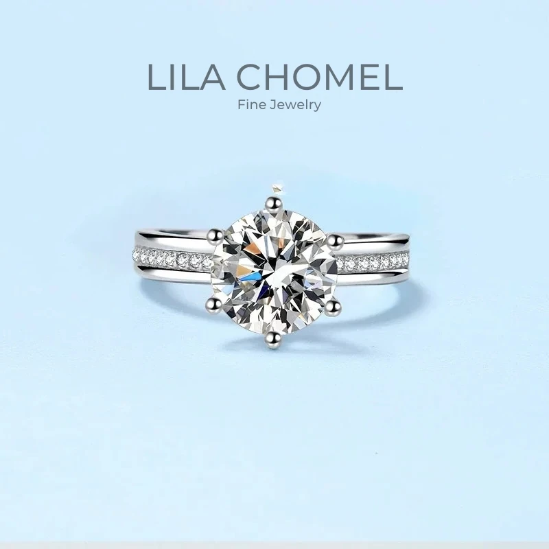 Качественные кольца с шестью зубцами PT950 платиновым бриллиантом VVS1 D Цвет