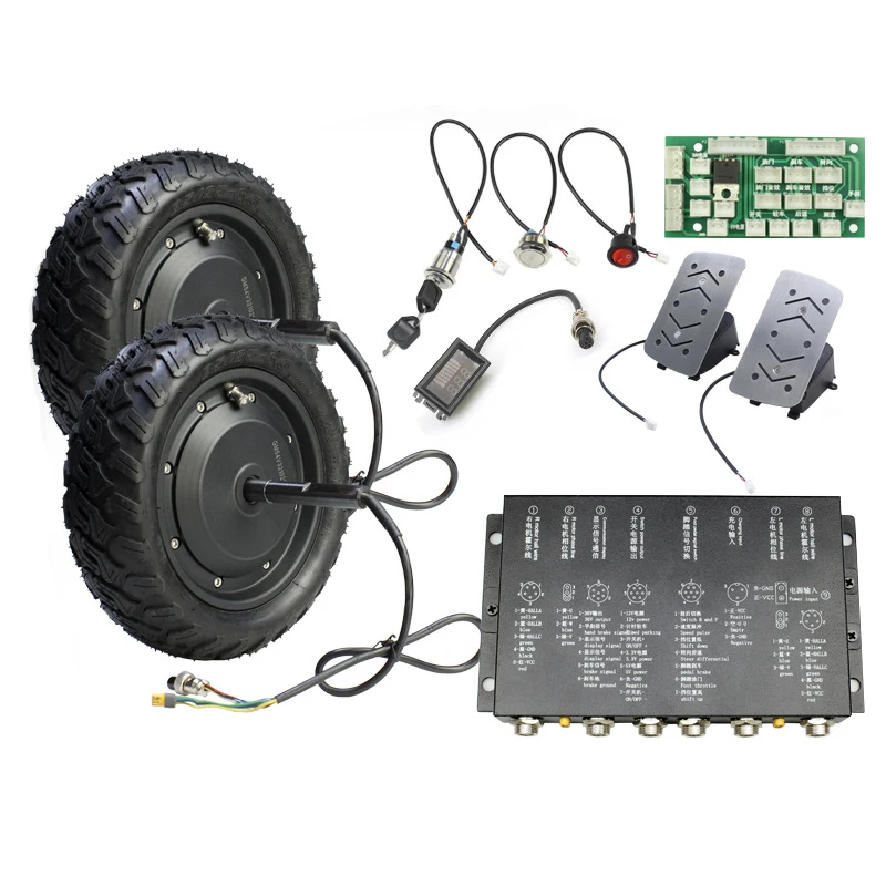 

10" 36v 48v 350w Dual Drive Off-road Tyres Motor Wheel Kit For Electric Transport Robot Mobile Tablet Wheelchair Cleaner Car