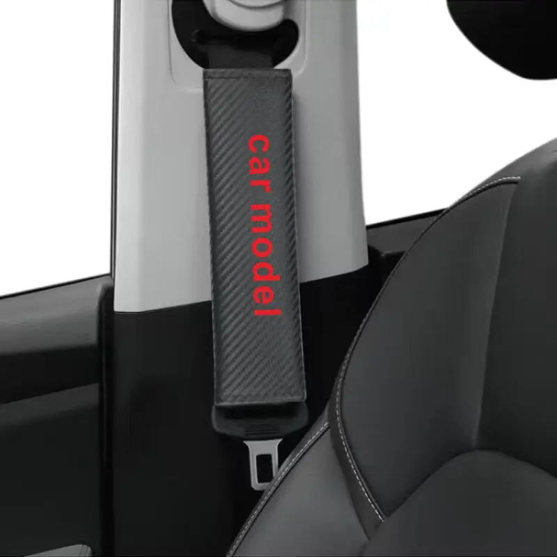 

2PCS For Mini Cooper One R50 R52 R53 R56 R60 F55 F56 R57 R58 R59 Car seat belt carbon fiber logo protection shoulder pad cover