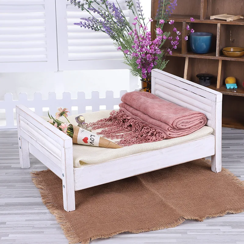 

❤️Newborn Photography Prop Assembled Retro Wooden Bed Studio Baby Photo Accessories Posing Decoration Small Furniture Fotografia