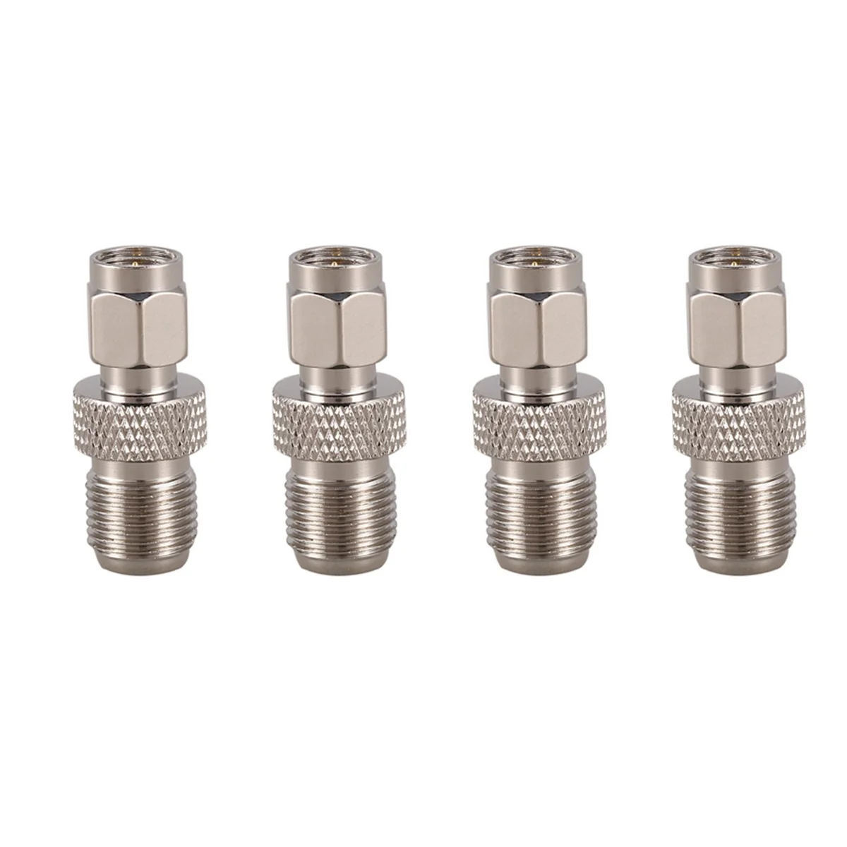 

4X F Type Female to SMA Male Plug Coaxial Adapter Connector Silver Tone