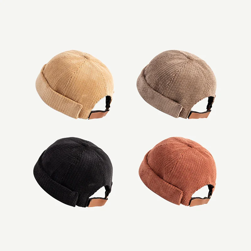 

Vintae Docker Cap Brimless at Men ip op at Dad Beanie ats Cotton Adjustable Solid Color Literary Landlord Sailor Cap Women