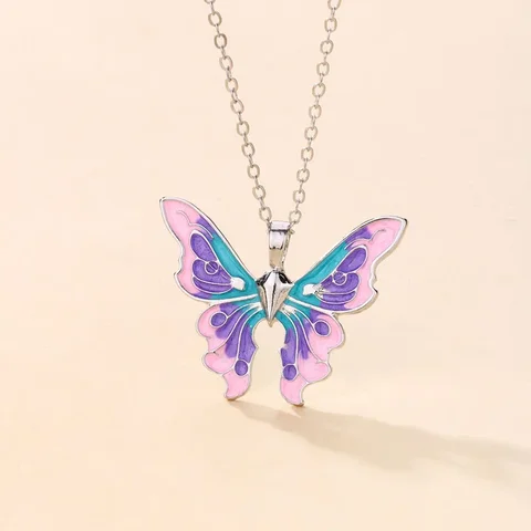 Lovecryst 1 шт. мультфильм Барби бабочка окрашенное Капельное масло ожерелье для девочек BFF Дружба Ювелирные изделия подарок