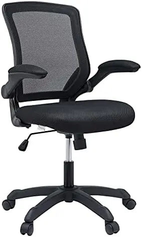 

Office Chair with Mesh Back and Vinyl Seat With Flip-Up Arms in Brown, 25.5"L x 24"W x 37-40"H