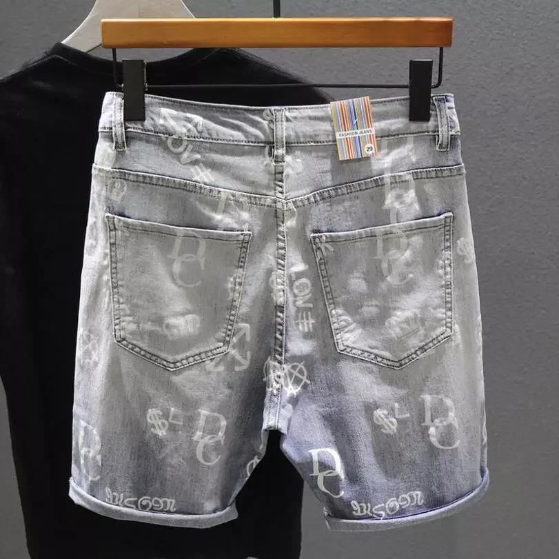2022New Blue Denim Jeans Shorts Stretch Casual Shorts Jeans High Quality Men Cotton Elastic Fit Jeans Shorts New Classic Jeans 3