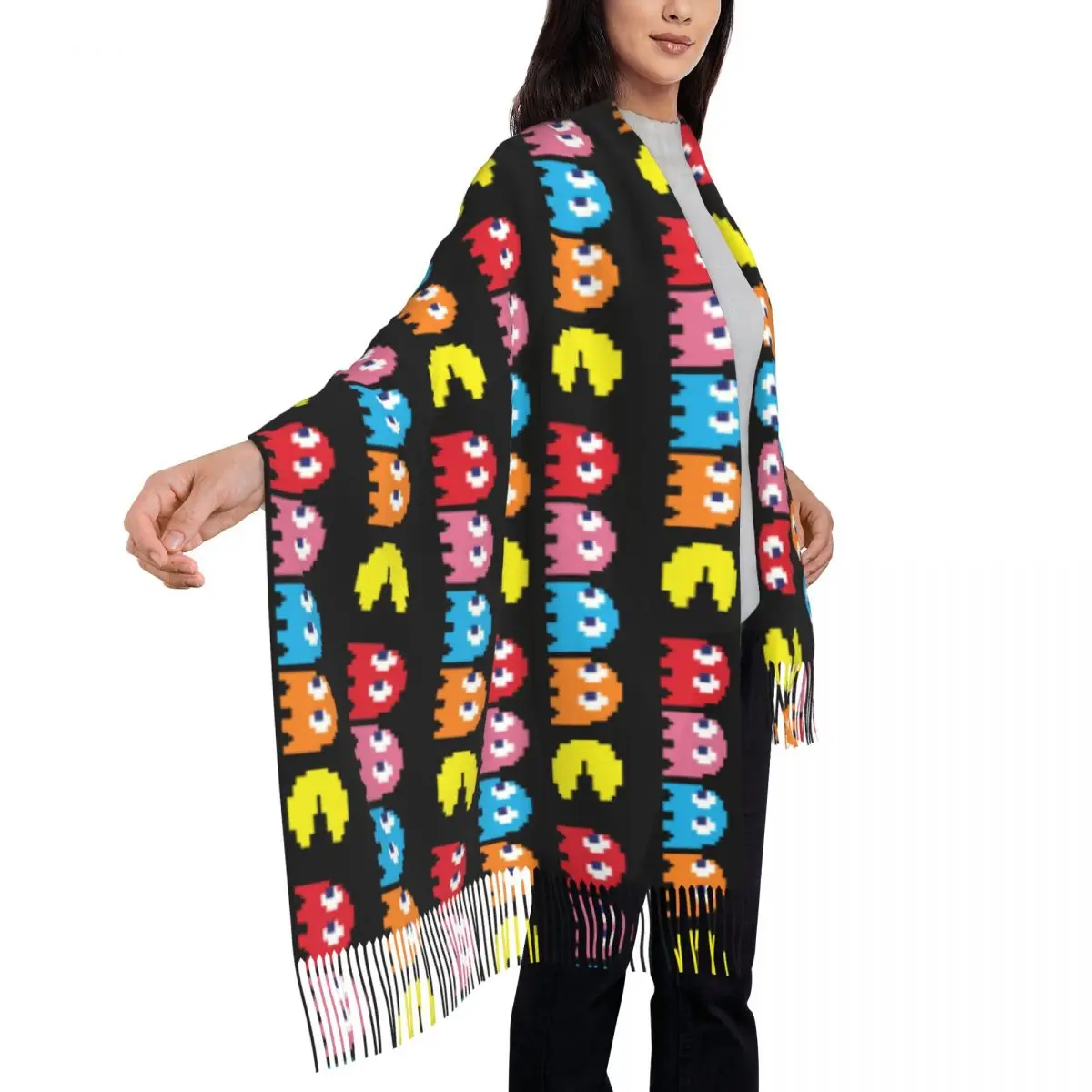 Маленький монстр есть фасоли шаль женский зимний длинный мягкий шарф Pakkuman ретро