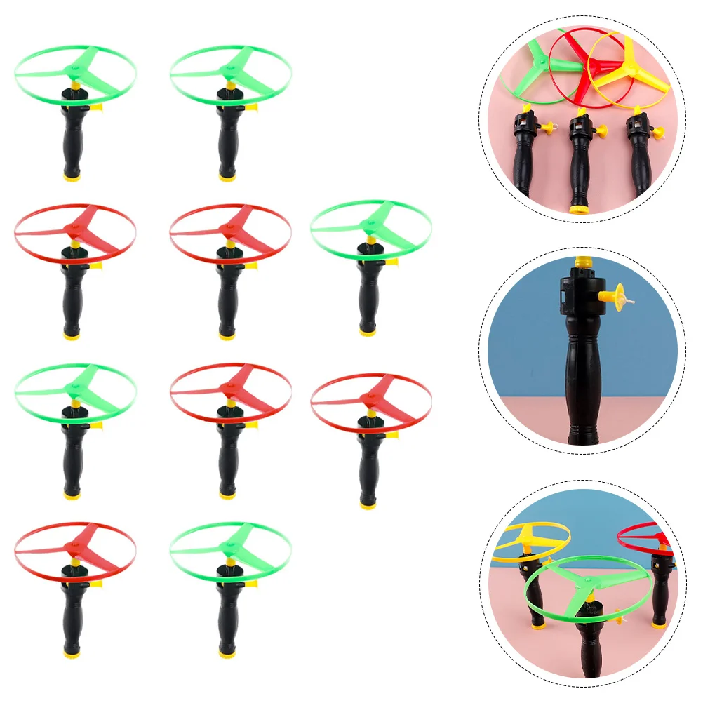 

10pcs Plastic Outdoor Funny Interesting String Flying Saucers Flying Disc Playthings Flying Disc Toys