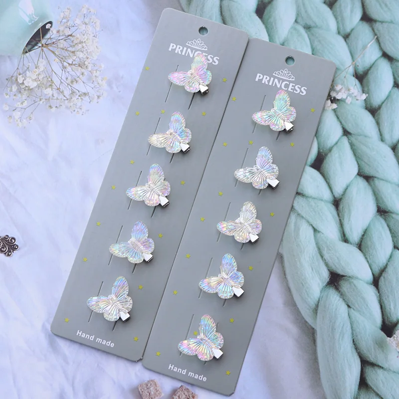 Фото 10 шт., модная прозрачная заколка для волос с розой и бабочкой, женская заколка для волос, повязка на голову, заколки для волос для детей, аксессуары для волос для девочек №4