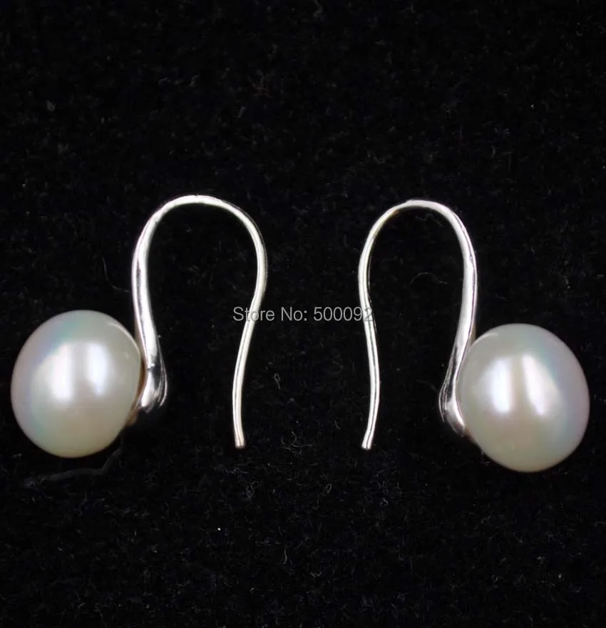 

AAA 9.5-10mm near half round button real pearl earring 925 silver