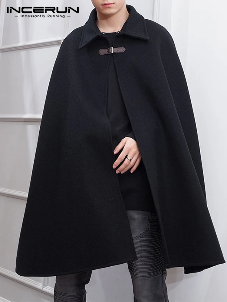 

Тренч INCERUN мужской однотонный на одной пуговице, модная накидка с отложным воротником, уличная одежда, искусственная Смешанная одежда, 2022