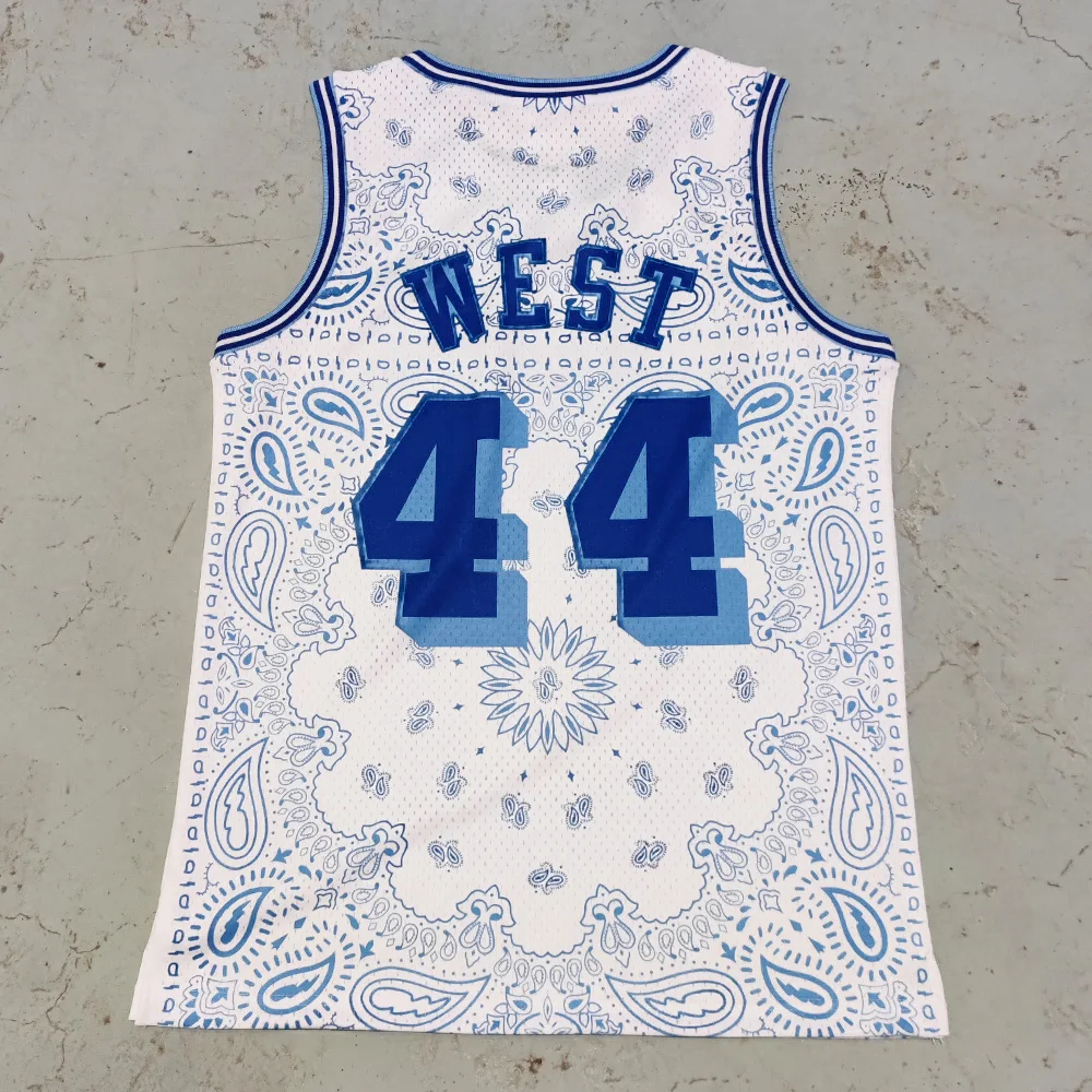 Trillest R.I.P. Los Angeles 44 Jerry West Тяжелая сетчатая цифровая печать Пейсли городская версия