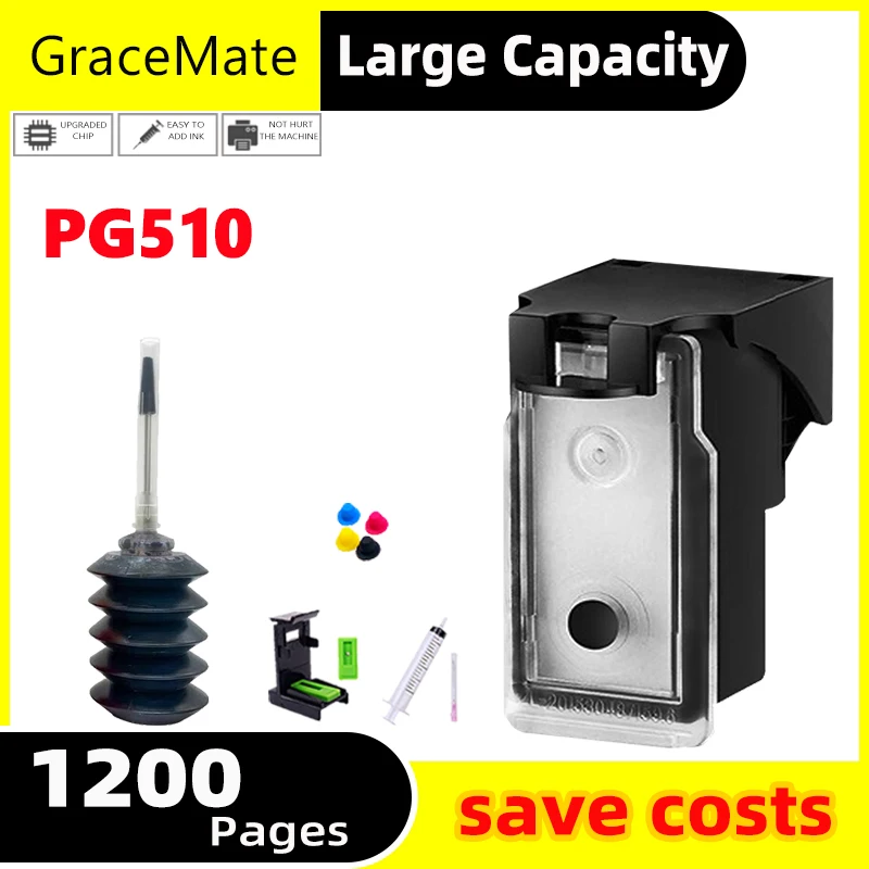 

GraceMate Refill Ink Kit PG510 Black for Canon PG 510 pg510 Ink Cartridge for Pixma Mp280 Mp250 MP480 MP490 MP240 MP260 Printer