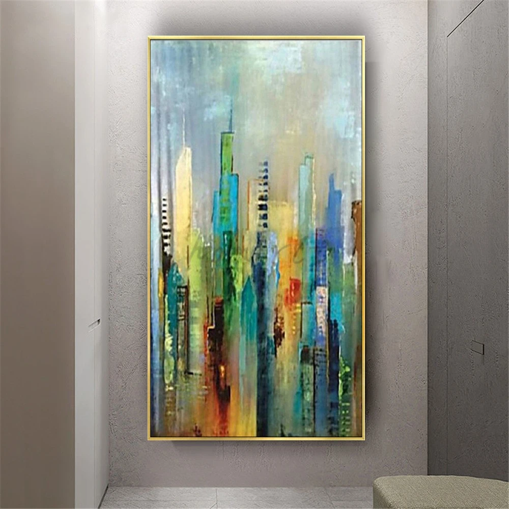 

Абстрактная ретро картина маслом зеленого золота, Современная Скандинавская Картина на холсте, модные современные картины, декор для гостиной