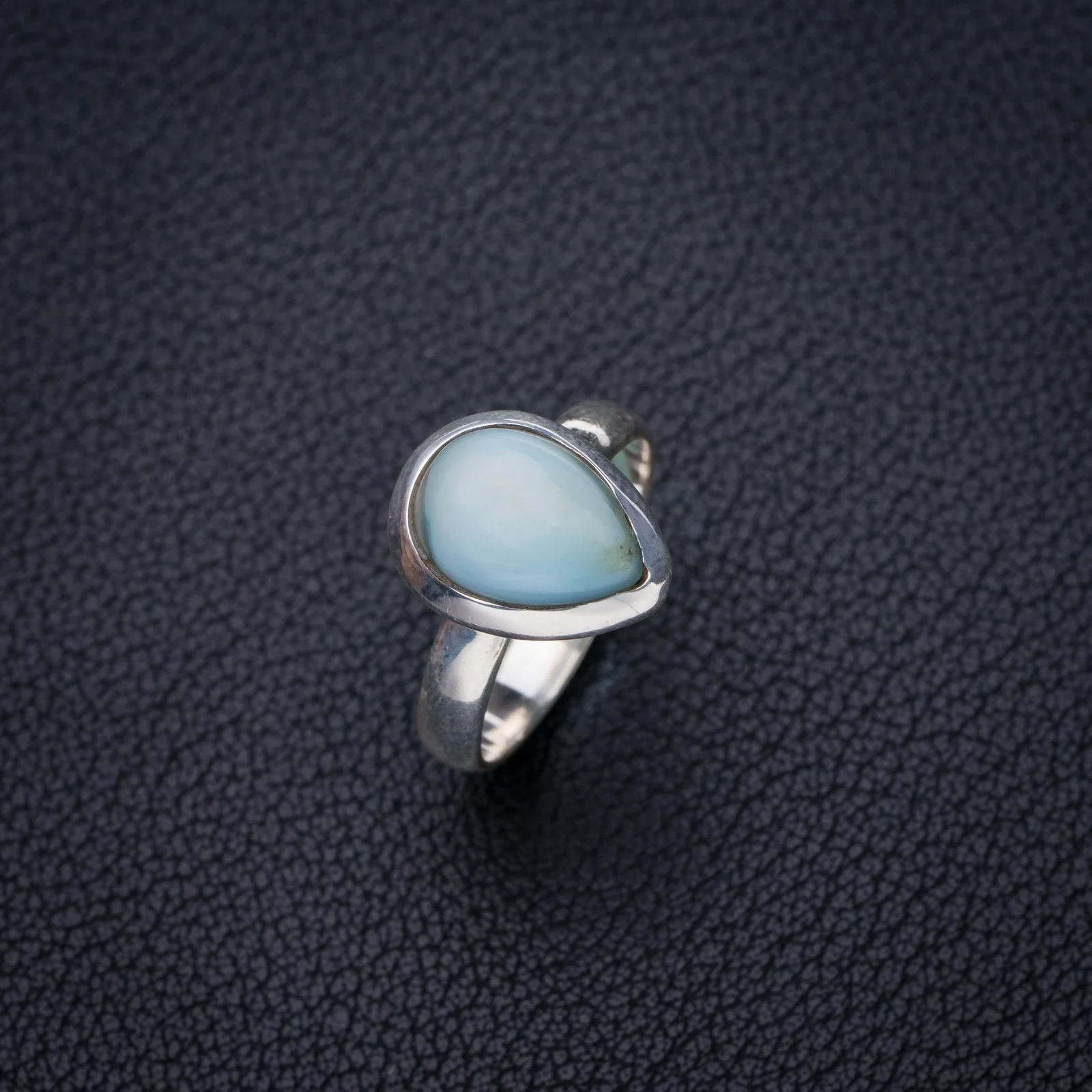 

StarGems Natural Caribbean Larimar Handmade 925 Sterling Silver Ring 7.75 E7545