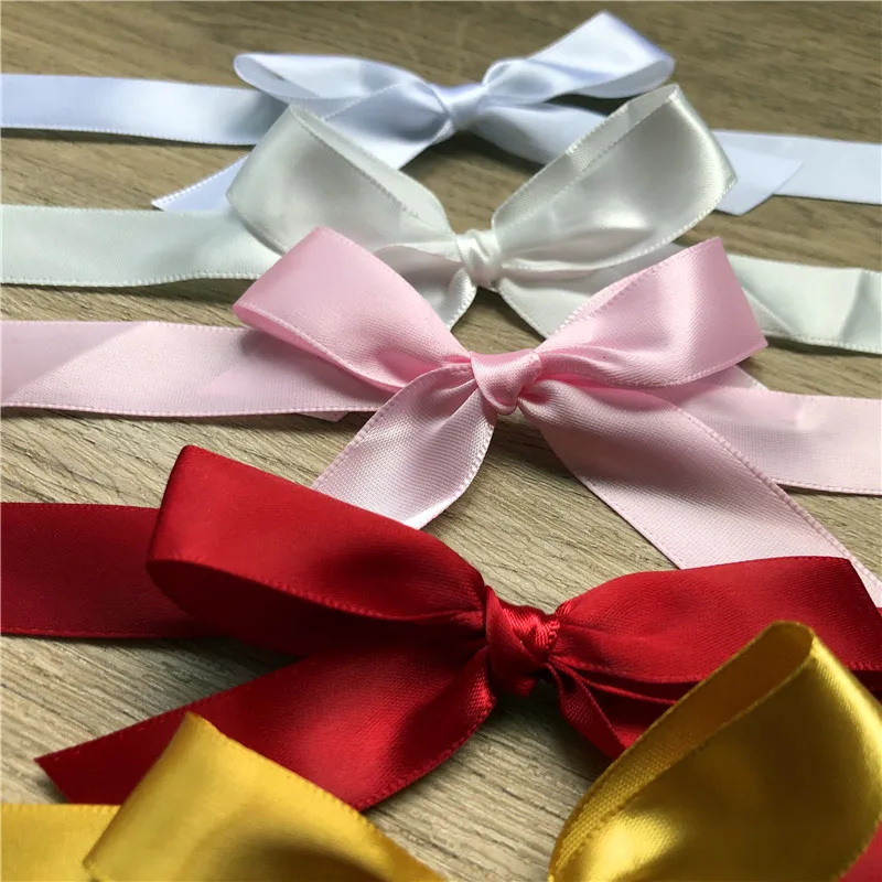 

(50 pieces/lot) 2X33cm DIY Craft Decoration Bowknot Handmade Polyester Satin Ribbon Bow For Invitation Card Gift Box D01