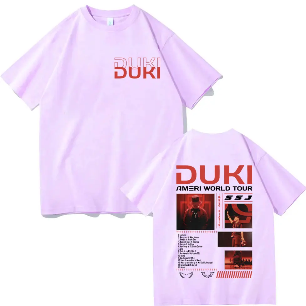Рэпер Duki Ameri World Tour Графические футболки Мужская мода Хип-хоп Футболка с коротким