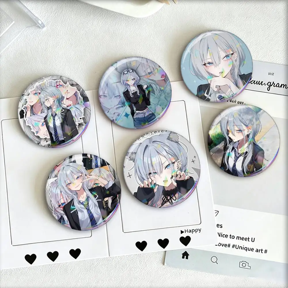Фото Лазерный значок Haimiya Senpai Wa Kowakute Kawaii для украшения рюкзаков, одежды, головных уборов, креативные аксессуары №1