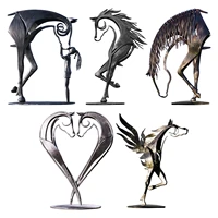 garden holiday decorations art crafts christmas gift kissing horse sculpture metal animal modern statue figurine for home office