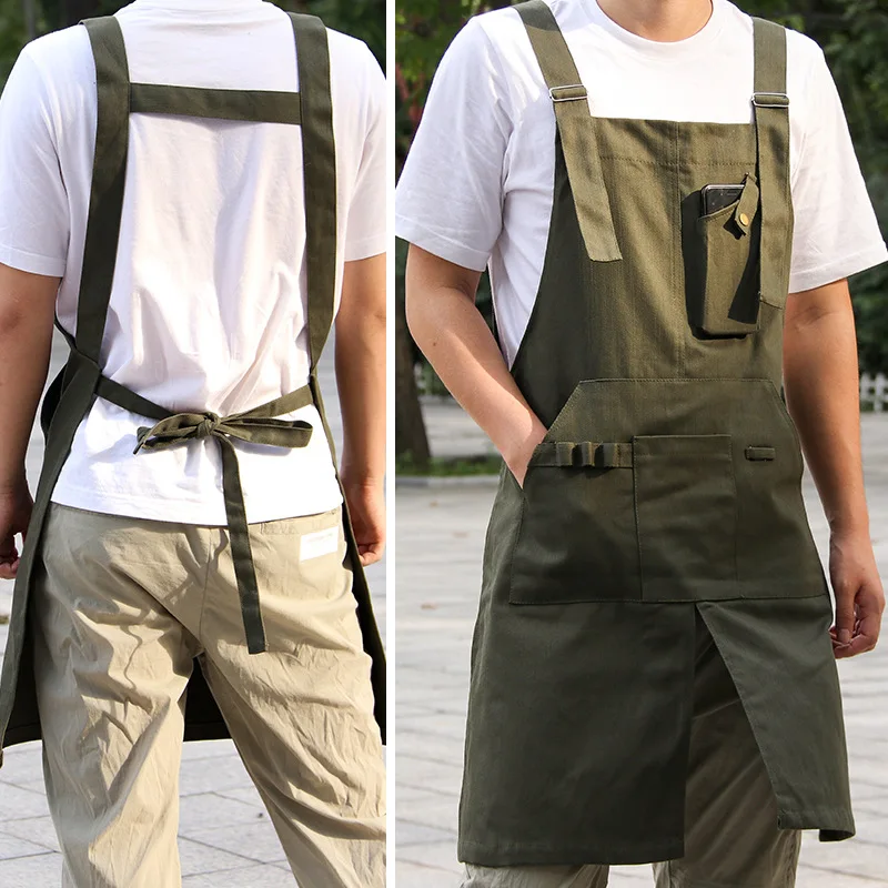 

Denim canvas apron home kitchen cooking restaurant coffee shop barber shop baking men and women work clothes custom logo