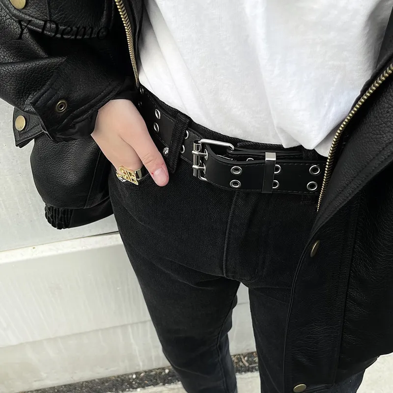 

Женский ремень в стиле панк, с двойным вырезом и цепочками