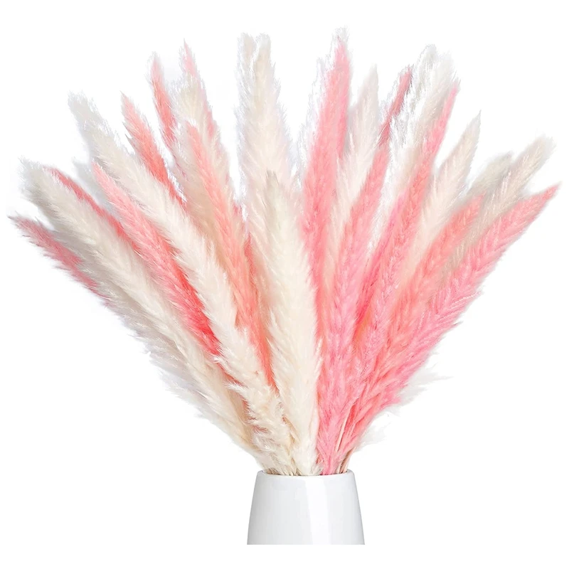 

40 шт., 17 дюймов, натуральная белая/Розовая сушеная пампасная трава, сушеные цветы, композиции, букет пампасы, искусственный Декор